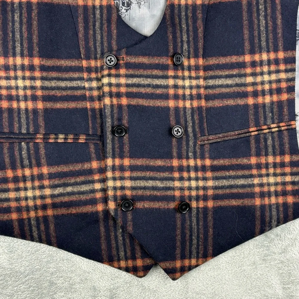 Twisted Tailor Vest Mens‎ 38R McLaren Waistcoat Navy Mustard Wool Blend